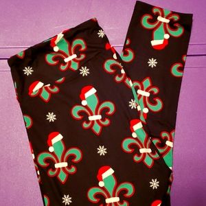 Christmas Fleur-de-lis leggings